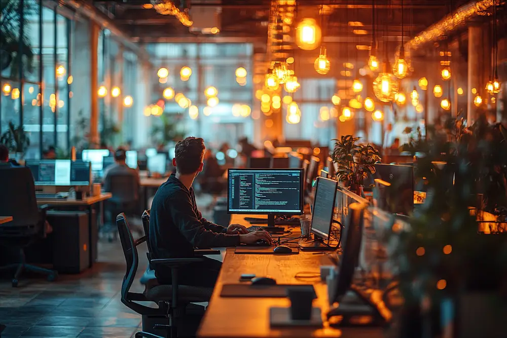 Frustrated employees dealing with slow computers due to lack of professional cleaning in Ottawa.