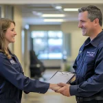 Business representative shaking hands with a janitorial partner from Nice and Clean in Ottawa, symbolizing trust and a professional cleaning partnership