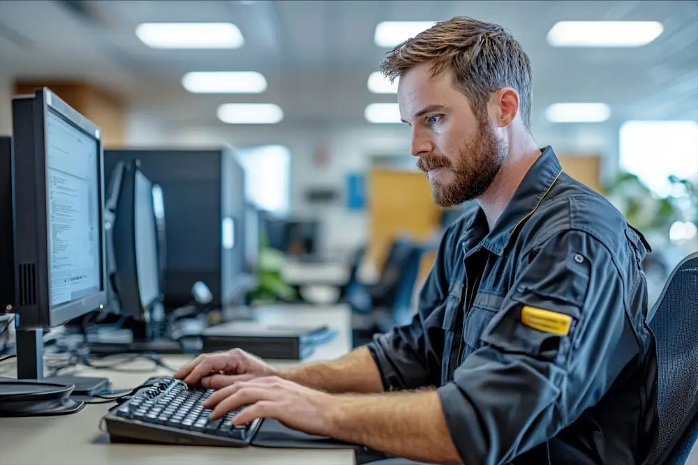 Close-up of a computer keyboard being cleaned to maintain hygiene and functionality.